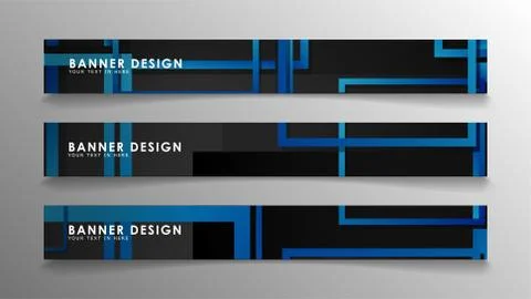 Abstract geometric and rectangular pattern banners with blue gradients. Vecto 스톡 일러스트