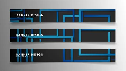 Abstract geometric and rectangular pattern banners with blue gradients. Vecto イラスト素材