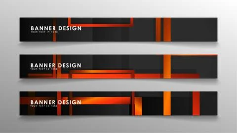 Abstract geometric and rectangular pattern banners with orange gradients Illustrazione stock