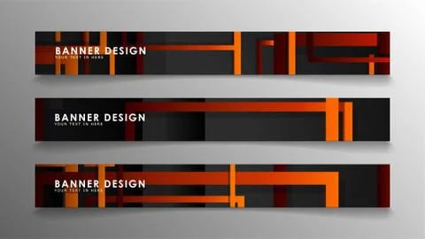 Abstract geometric and rectangular pattern banners with orange gradients Illustrazione stock