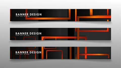 Abstract geometric and rectangular pattern banners with orange gradients Illustrazione stock