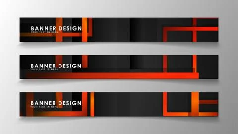 Abstract geometric and rectangular pattern banners with orange gradients Illustrazione stock
