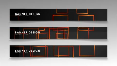 Abstract geometric and rectangular pattern banners with orange gradients Illustrazione stock
