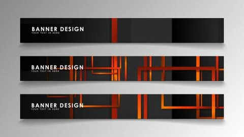 Abstract geometric and rectangular pattern banners with orange gradients Illustrazione stock