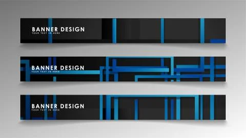 Abstract geometric and rectangular pattern banners with blue gradients. Vecto Illustrazione stock
