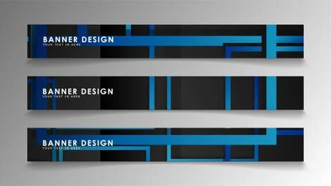 Abstract geometric and rectangular pattern banners with blue gradients. Vecto Illustrazione stock