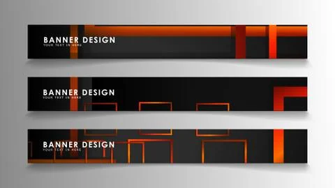 Abstract geometric and rectangular pattern banners with orange gradients Stock Illustration