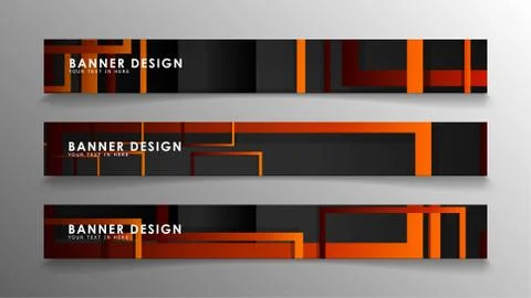 Abstract geometric and rectangular pattern banners with orange gradients Stock Illustration