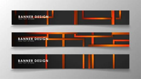 Abstract geometric and rectangular pattern banners with orange gradients Stock Illustration
