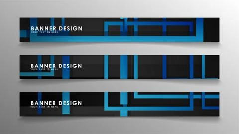 Abstract geometric and rectangular pattern banners with blue gradients. Vecto Stock Illustration