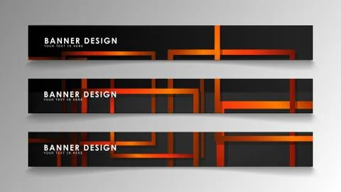 Abstract geometric and rectangular pattern banners with orange gradients Illustrazione stock
