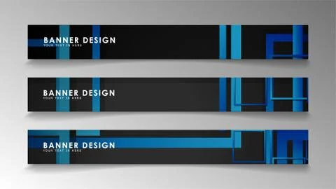Abstract geometric and rectangular pattern banners with blue gradients. Vecto Stock Illustration