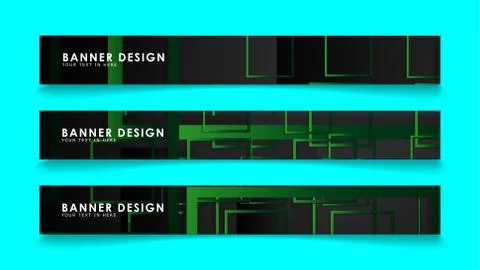 Abstract geometric and rectangular pattern banners with green gradients. Vect Stock Illustration
