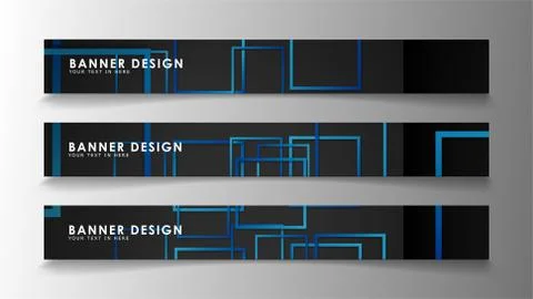 Abstract geometric and rectangular pattern banners with blue gradients. Vecto Illustrazione stock