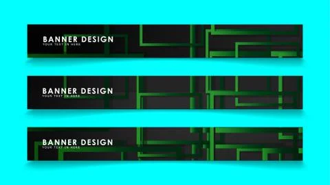 Abstract geometric and rectangular pattern banners with green gradients. Vect Illustrazione stock