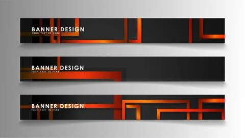 Abstract geometric and rectangular pattern banners with orange gradients Illustrazione stock
