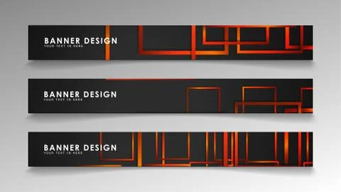 Abstract geometric and rectangular pattern banners with orange gradients Illustrazione stock