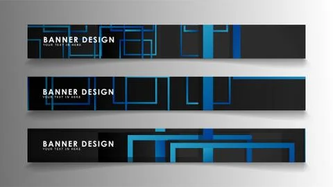 Abstract geometric and rectangular pattern banners with blue gradients. Vecto Stock Illustration
