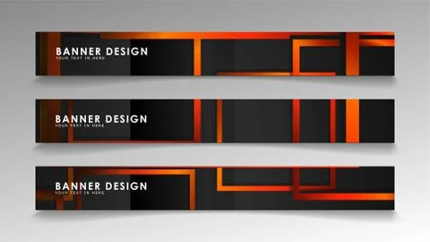 Abstract geometric and rectangular pattern banners with orange gradients Illustrazione stock
