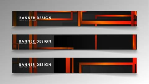 Abstract geometric and rectangular pattern banners with orange gradients Stock Illustration