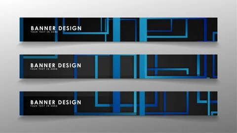Abstract geometric and rectangular pattern banners with blue gradients. Vecto 스톡 일러스트