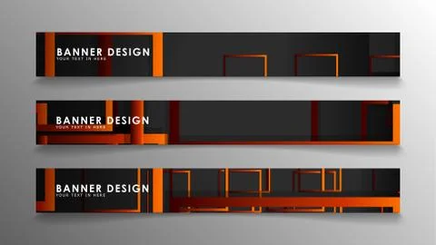 Abstract geometric and rectangular pattern banners with orange gradients 스톡 일러스트