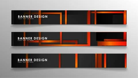 Abstract geometric and rectangular pattern banners with orange gradients Illustrazione stock