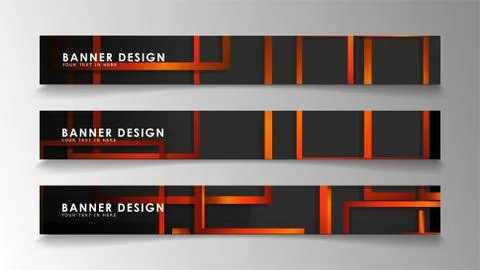 Abstract geometric and rectangular pattern banners with orange gradients Illustrazione stock