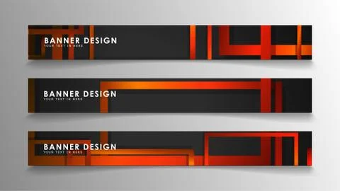 Abstract geometric and rectangular pattern banners with orange gradients 스톡 일러스트