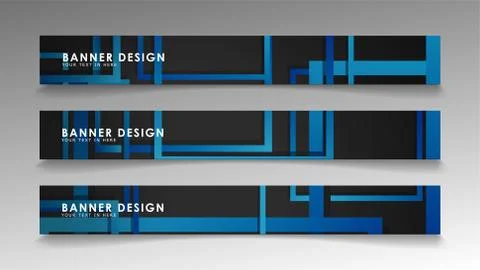 Abstract geometric and rectangular pattern banners with blue gradients. Vecto イラスト素材