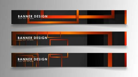 Abstract geometric and rectangular pattern banners with orange gradients 스톡 일러스트