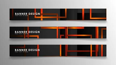 Abstract geometric and rectangular pattern banners with orange gradients Stockillustratie
