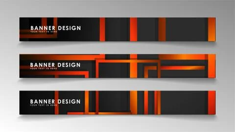 Abstract geometric and rectangular pattern banners with orange gradients Illustrazione stock