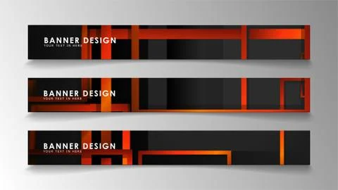 Abstract geometric and rectangular pattern banners with orange gradients Stockillustratie