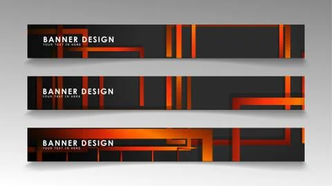 Abstract geometric and rectangular pattern banners with orange gradients Illustrazione stock