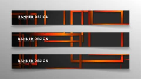 Abstract geometric and rectangular pattern banners with orange gradients Illustrazione stock