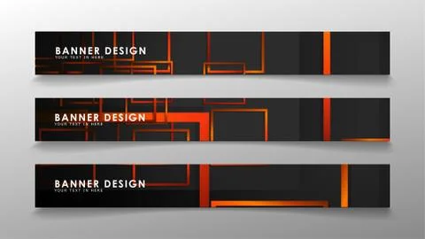 Abstract geometric and rectangular pattern banners with orange gradients Stock Illustration