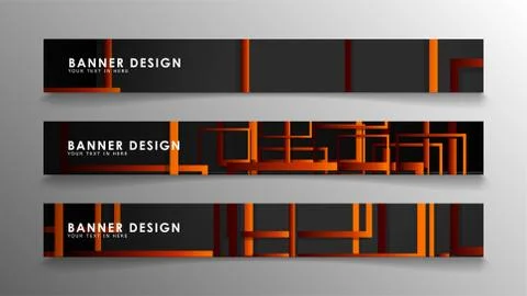 Abstract geometric and rectangular pattern banners with orange gradients Illustrazione stock