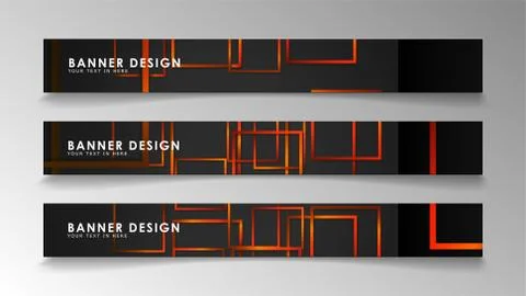 Abstract geometric and rectangular pattern banners with orange gradients Stock Illustration