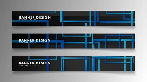 Abstract geometric and rectangular pattern banners with blue gradients. Vecto Illustrazione stock