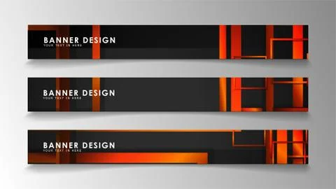 Abstract geometric and rectangular pattern banners with orange gradients Illustrazione stock