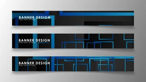 Abstract geometric and rectangular pattern banners with blue gradients. Vecto Illustrazione stock