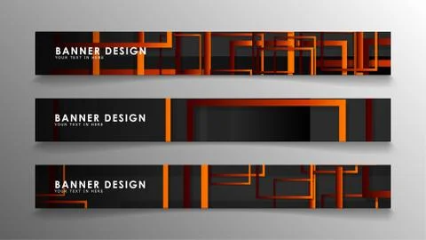 Abstract geometric and rectangular pattern banners with orange gradients Illustrazione stock