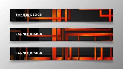 Abstract geometric and rectangular pattern banners with orange gradients Illustrazione stock