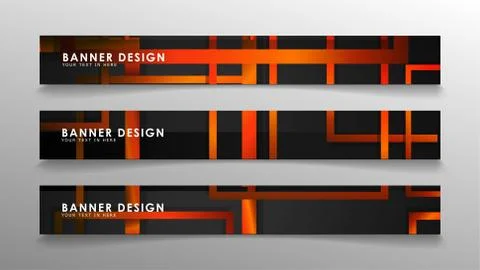 Abstract geometric and rectangular pattern banners with orange gradients Illustrazione stock