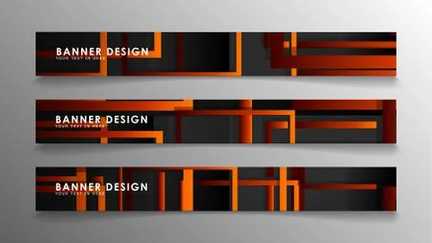 Abstract geometric and rectangular pattern banners with orange gradients Stock Illustration