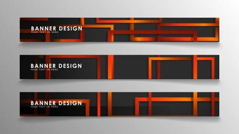 Abstract geometric and rectangular pattern banners with orange gradients Illustrazione stock