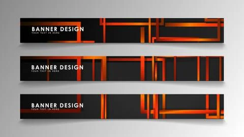 Abstract geometric and rectangular pattern banners with orange gradients Illustrazione stock