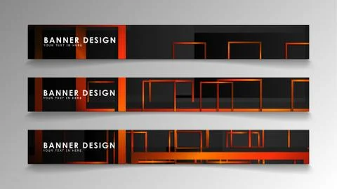 Abstract geometric and rectangular pattern banners with orange gradients 스톡 일러스트