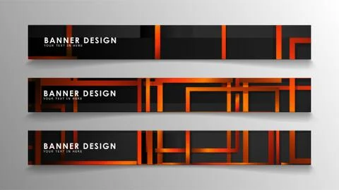 Abstract geometric and rectangular pattern banners with orange gradients Illustrazione stock